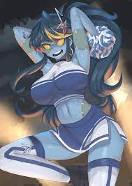 1girls big breasts breasts cheerleader clothed clothing female female only  fully clothed geistbox humanoid pandy (geistbox) pom poms solo thick thighs  wide hips zombie 