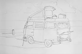 Old Vw Bus Camper Van Drawing P J Cook Artist Studio Contour the vw bus, trying to vary the thickness and darkness of the line. old vw bus camper van drawing p j