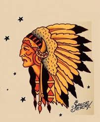 Chief With War Bonnet Sailor Jerry Tat Traditional Tattoo Sailor Jerry Native American Tattoos