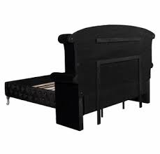 4 pc bedroom (bed, dresser, mirror, nightstand) black metallic velvet fabric crocodile leatherette nailheads platform bed: Deanna Black Velvet Queen Platform Bed By Coaster