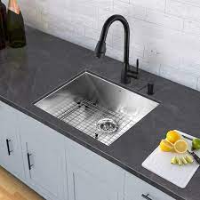 How to buy the right undermount kitchen sink. Vigo All In One 23 Inch Stainless Steel Undermount Kitchen Sink And Graham Matte Black Faucet Set