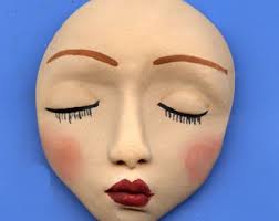 New Art Doll Face Polymer Clay Brown Face Cab 1 1/2 X 1 3/8 Wide AC 6