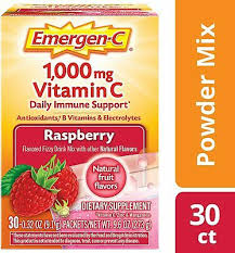 Vitamin c drink mix is a powder that dissolves quickly in water; Emergen C Vitamin C 1000mg Raspberry Flavor Dietary Supplement Powder 30 Pack Ebay