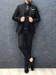 Men Suits Men Black Luxury Designer Formal Fashion 3 Piece Wedding Groom Wear Party Wear Suit In 2021 Black Suit Men Wedding Suits Men Black Designer Suits For Men
