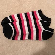 Fast shipping and orders $35+ ship free. Accessories Pink White And Black Striped Ankle Socks Poshmark