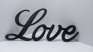 Love Cursive Script Word Art Wall Hanging Sign Plaque Home Decor Typography Word Wall Art Love In Cursive Word Art Sign