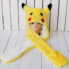 Anime Cartoon Trainer Pokemon Cute Pikachu Plush Hat Cap With Gloves Cosplay Anime Hats Pikachu Plush Cute Pikachu