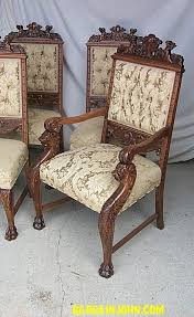 Antique Set Of Six Formal Fancy Oak Dining Chairs Carved Cupids Upholstery Oak Dining Chairs Antique Oak Furniture Dining Room Chairs