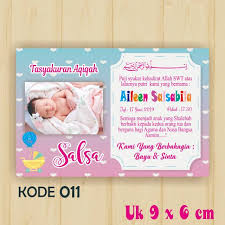 Contoh surat undangan aqiqah selapanan tasyakuran kelahiran bayi cara membuat kartu ucapan aqiqah bayi pada berkat kotak nasi ala Kartu Ucapan Aqiqah Ucapan Kelahiran Kartu Syukuran Selapanan Shopee Indonesia