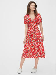 Button Front Midi Dress In 2020 Red Midi Dress Midi Dress Casual Floral Dress Casual