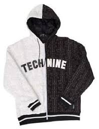 new mens technine split t stitched hoodie b w small