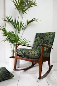 Retro Parker Knoll Rocking Chair Restored By Florrie Bill In House Of Hackney Fabric In Palmeral Palm Prin Rocking Chair Rocking Chair Makeover Knoll Chairs