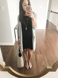 Fall Outfit Idea Black Dress With A Long Cardigan And Flats Nordstrom Oliver Ankle Wrap Flats Halo Stylish Work Outfits Business Outfits Women Work Outfit