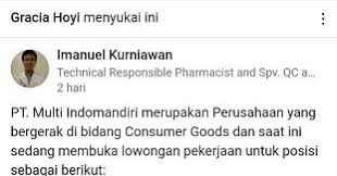 Alamat yayasan secom di karawang. Lowongan Kerja Pt Multi Indomandiri Mim Posisi Qc Via Email Random Email Loker