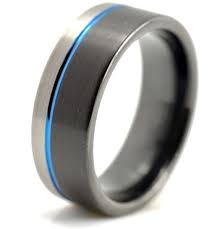 Black And Blue Titanium Wedding Band Nexus Blue Titanium Wedding Rings Blue Wedding Rings Wedding Ring Bands