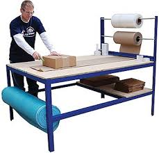 The Vestil Mppb 4794 Packaging Bench Is A Multi Purpose Packaging Table That Features A Wood Surface That I In 2020 Warehouse Shelving Packing Station Warehouse Design