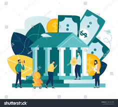 Vector Flat Illustration Bank Building On A White Background Bank Financing Money Exchange Financial Services Finance Bank Flat Illustration Banks Building