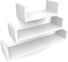 Combining imitation aged wood finish shelves and rustic pipe frame, the danya b. Songmics Set Of 3 Floating Shelves Mdf Wood Depth 15 Cm 60 45 30 Cm U Shaped Wall Shelf Amazon De Home Kitchen