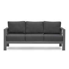 Rated 4.5 out of 5 stars. Patio Furniture Aluminum Sofa All Weather Outdoor 3 Seats Couch Gray Metal Chair With Dark Grey Cushions Walmart Com Walmart Com