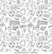 Sports Pattern With Soccer Football Symbols In Hand Draw Style Vector Illustration In 2021 How To Draw Hands Symbols Pattern