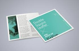 Double Square Leaflet Mockup Mockups Design Free Premium Mockups Brochure Mockup Free Brochure Design Template Square Brochures
