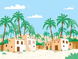 Beach sunset drawing, sunset beach, beach, orange libyan desert oasis erg, desert elements, poster, happy birthday vector images, palm tree png. Desert Village With Palm Tree In Oasis Vector Illustration Royalty Free Cliparts Vectors And Stock Illustration Image 74265404