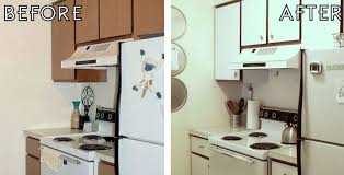 Do you have old dingy cabinets but not enough money to replace with new ones? Apartment Kitchen Makeover The Diy Homegirl