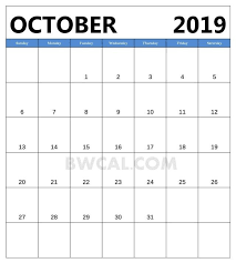 October 2019 Calendar Portrait Monthly Calendar Template Calendar Printables Calendar