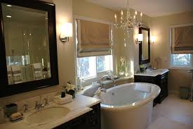 Black intense hues don't typically read relaxing. Visual Comfort George Ii Chandelier Traditional Bathroom Khachi Design Group