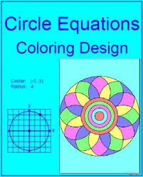 Circles Equations Of Circles 1 Coloring Activity Color Activities Equations Writing Equations
