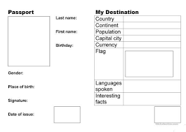 Passport Worksheet Free Esl Printable Worksheets Made By Teachers Passport Template Printable Chart Passport