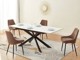 Le marbre se forme par un processus métamorphique de roches sédimentaire. Table A Manger Extensible 6 A 8 Couverts Verre Et Ceramique Effet Marbre Blanc Albina