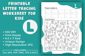 Printable alphabet letters pdf to practice writing uppercase letter e. Letter Tracing Worksheet For Kids L Grafik Von Creatohub Creative Fabrica