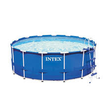 Intex 15 Ft Wide X 48 In Deep Round Metal Frame Pool Set 28235eh The Home Depot Portable Swimming Pools Intex Cool Swimming Pools
