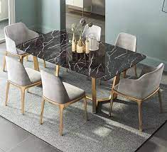 Stainless steel dining room set home furniture minimalist modern marble dining table and 6 chairs mesa de jantar muebles comedor. Black Marble Dining Set Off 58