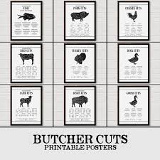 butcher diagram pork chart butchers print butcher pig