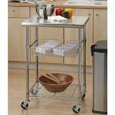 Hasuit kitchen island cart with wood top,home bar serving cart,rolling utility trolley with drawer, storage cabinet, shelves, wine bottle rack, towel handle and lockable wheels (black) 4.3 out of 5 stars. 6 Best Stainless Steel Kitchen Carts Of 2021 Easy Home Concepts