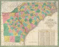 1827 Map Of North And South Carolina And Georgia Georgia Map South Carolina County Map