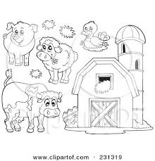 Royalty Free Rf Clipart Illustration Of A Coloring Page Outline Farm Animal Coloring Pages Farm Coloring Pages Animal Coloring Pages