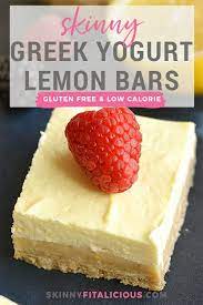 And i don't mean this in a bad way, as in making you too full or uncomfortable, or sticking to your hips or thighs or love. Skinny Greek Yogurt Lemon Bars Gf Low Calorie Skinny Fitalicious