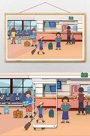 Cartoon Travel Home Travel Ticket Office Train Station Grab Ticket Illustration Pikbest Illustration Office Training Train Station Ticket Office