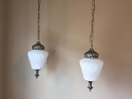 Vintage Double Glass Swag Light Bathroom Light Fixture Mid Century White Glass Swag Lamp Pendant Lamps With Hanging Chain Vintage Lights Vintage Bathroom Lighting Bathroom Light Fixtures Hanging Lamp