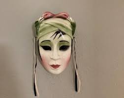 Vintage Lady Wall Pocket, Lady Head Vase, Drama Mask, Flamingos