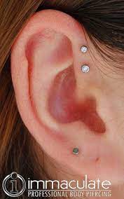 Double Forward Helix With Neometal Titanium Body Immaculate Ear Piercings Cartilage Forward Helix Piercing Ear Peircings
