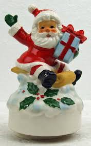 Vintage Porcelain Santa Claus Figurine Christmas Music Box Christmas Music Box Christmas Vignettes Music Box Vintage