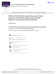 Uni 63, version complete with moving arm. Pdf Effect Of The Need For Popularity On Purchase Decision Involvement And Impulse Buying Behavior Concerning Fashion Clothing