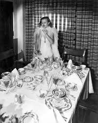 The 1930's party fare continued with a two relish trays, deviled eggs, ramaki, and my ever popularstuffed mushrooms. Dinner Party Table Setting Photograph By Underwood Archives