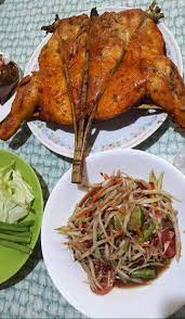 ส มตำปลาร า ไก ย าง อาหาร ไก ย าง ไก อบ