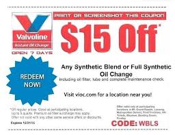 Valvoline Instant Oil Change Coupons Printable