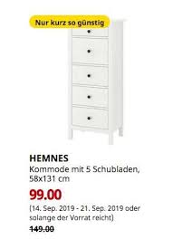 Ikea Hemnes Kommode Mit 5 Schubladen Weiss Gebeizt 58x131 Cm Schubladen Kommode Ikea Ofelia